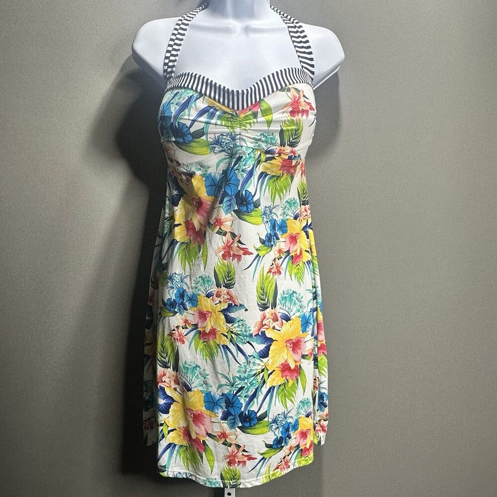 Tommy Bahama Swim Dress Women's L Tropical Print Halter Bandeau Resort Vacation